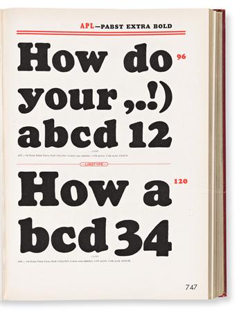 [SPECIMEN BOOK — MERGENTHALER LINOTYPE COMPANY]. Specimen Book Linotype Faces [Big Red]. Brooklyn: Mergenthaler Linotype Company, [19